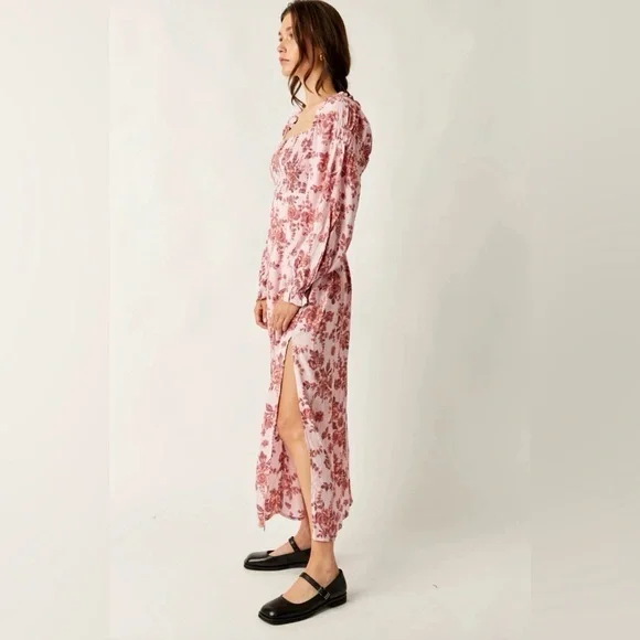 Free People Jaymes Floral Print Long Sleeve Dress Pink Size Small - Picture 8 of 15